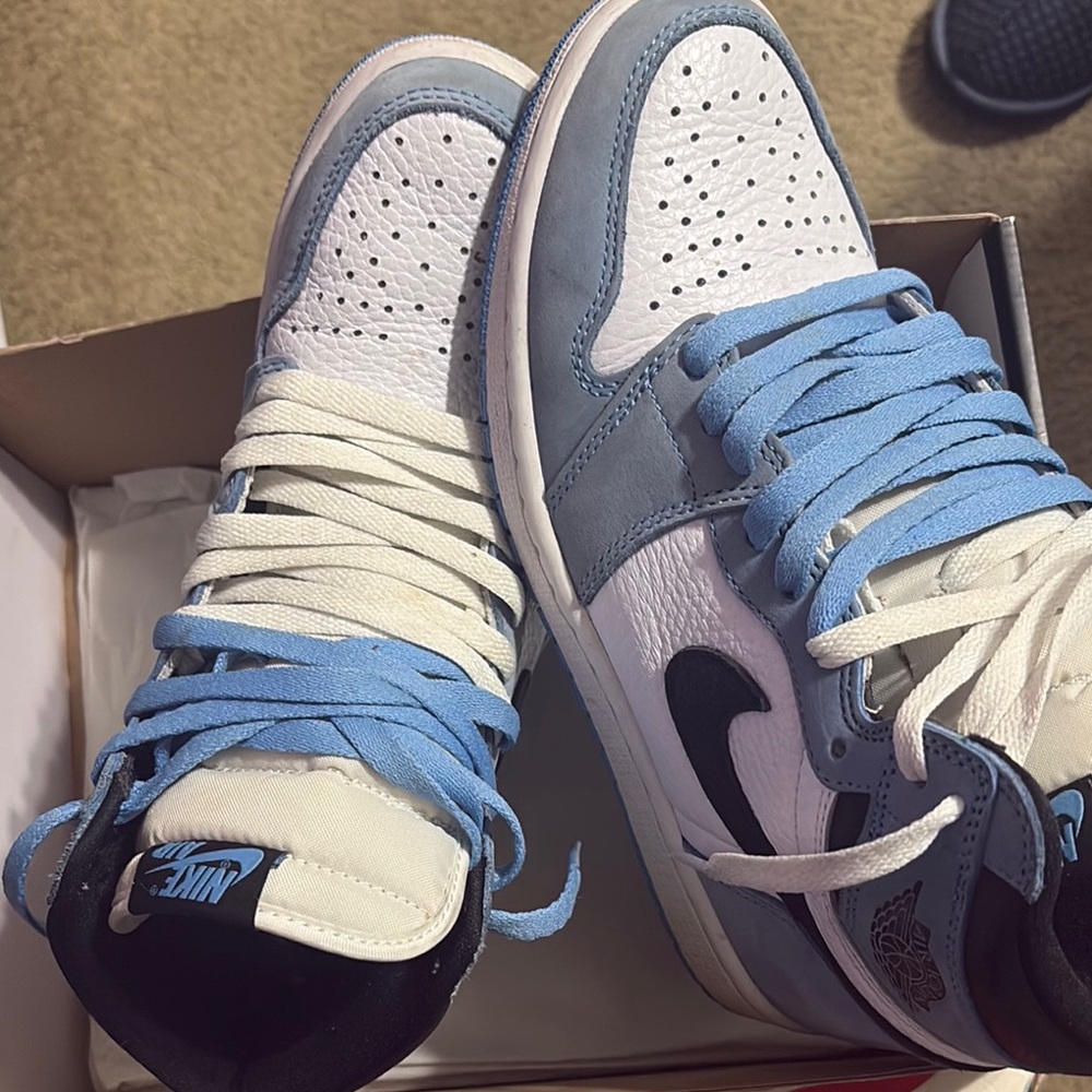 Nike Air Jordan 1 Low White and Light Blue Sneakers